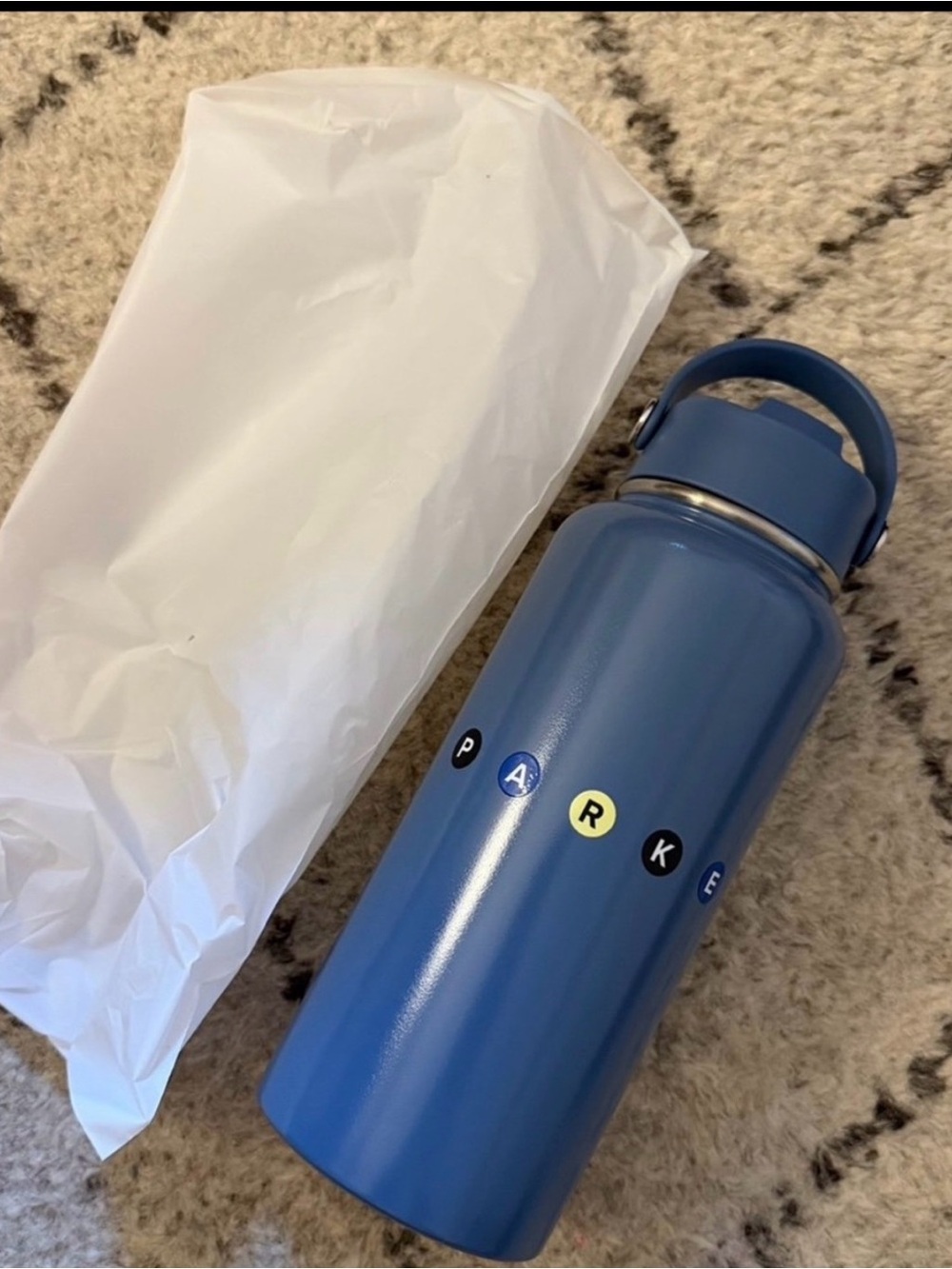 Parke Blue Insulated Water Bottle with Carry Handle